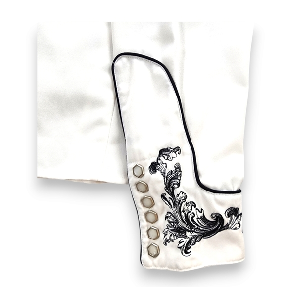 Roper Vintage Western Pearl Snap Black Embroidered Button Down Size XL - Picture 11 of 15